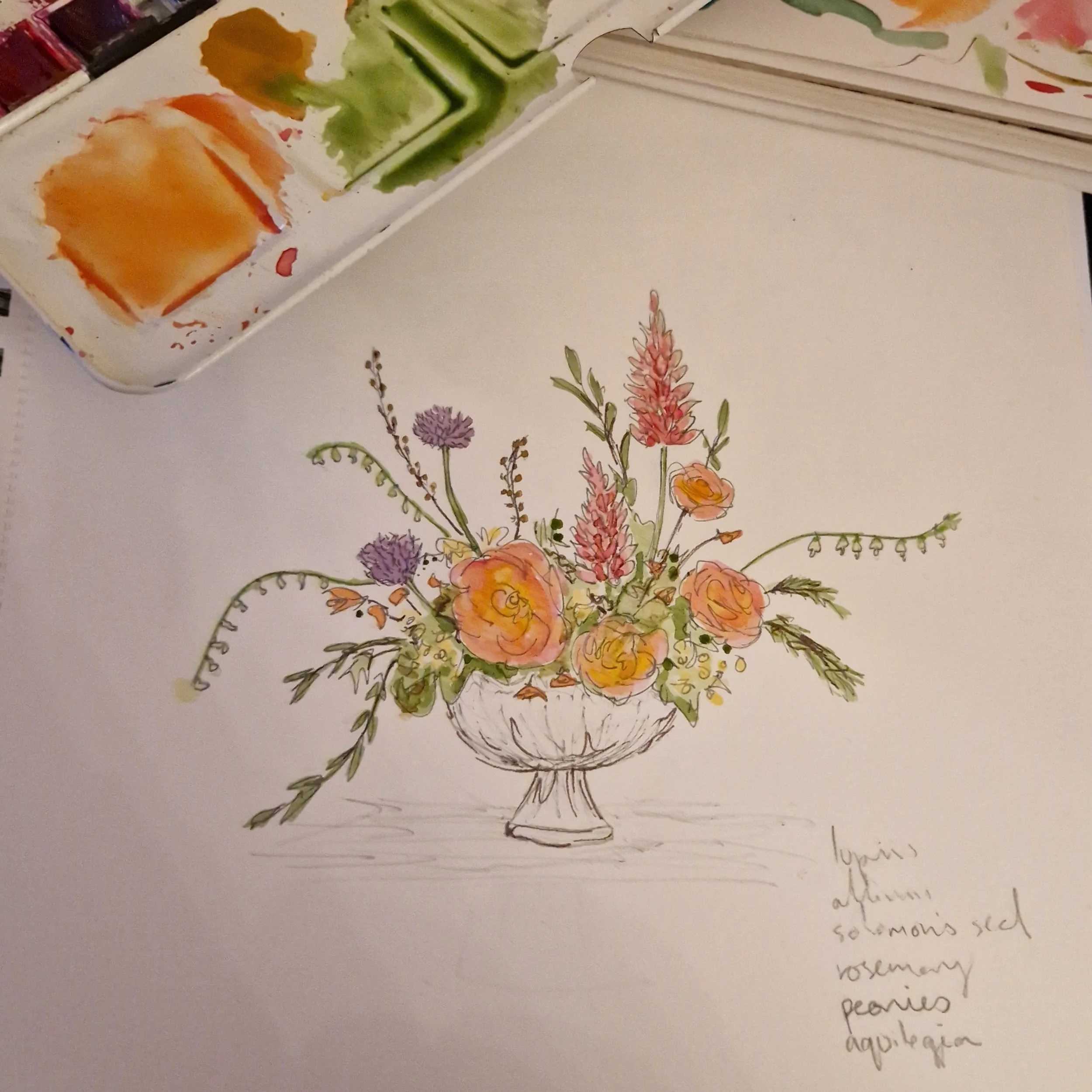 floral design watercolour illustration w