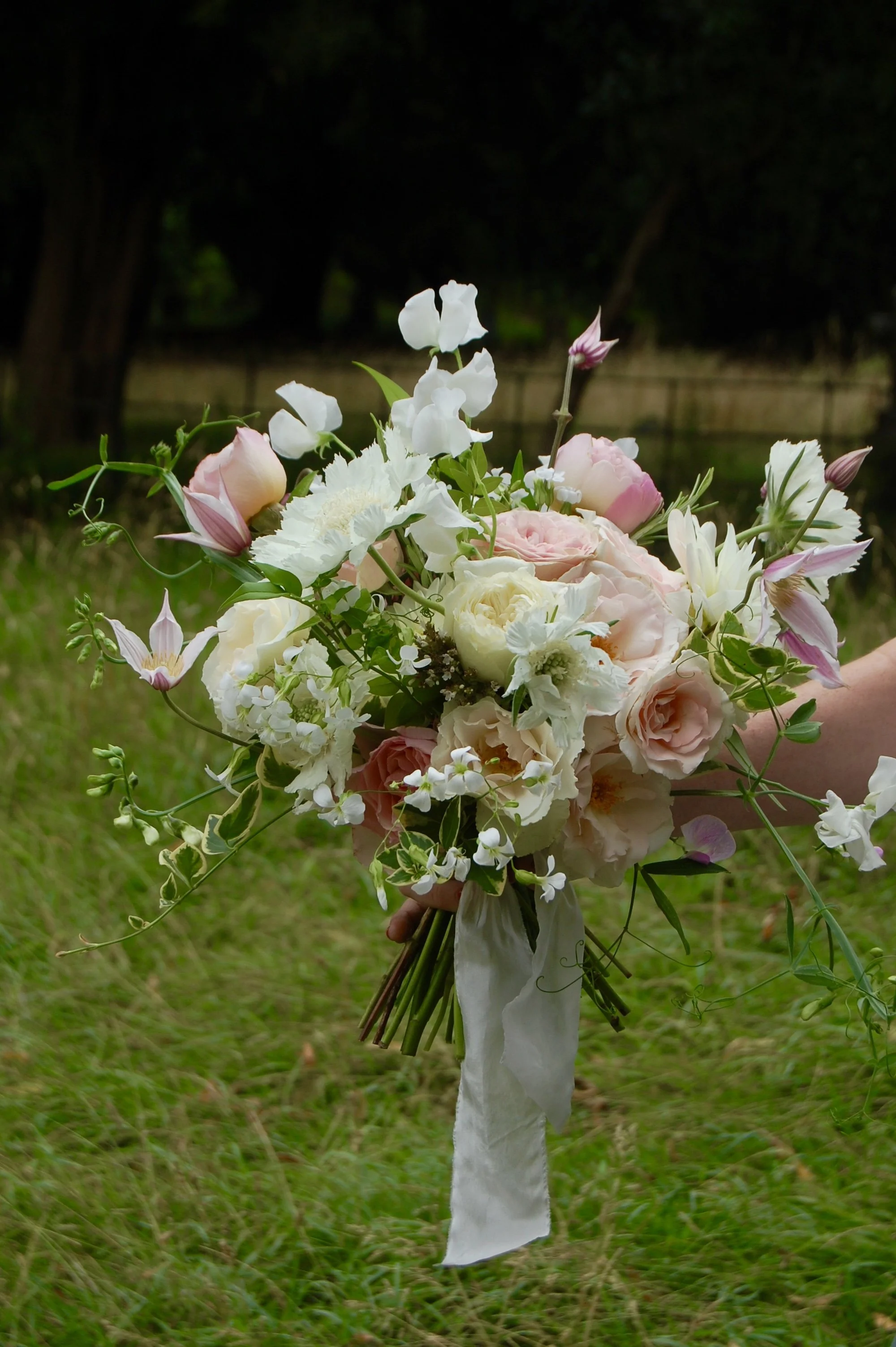 whimsical pink and white bridal bouquet