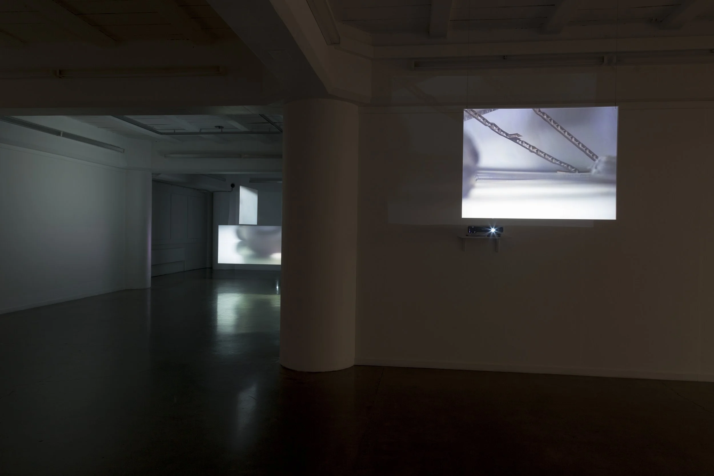 Installation view- 'Small Scenes', 2018. Video projection in foreground