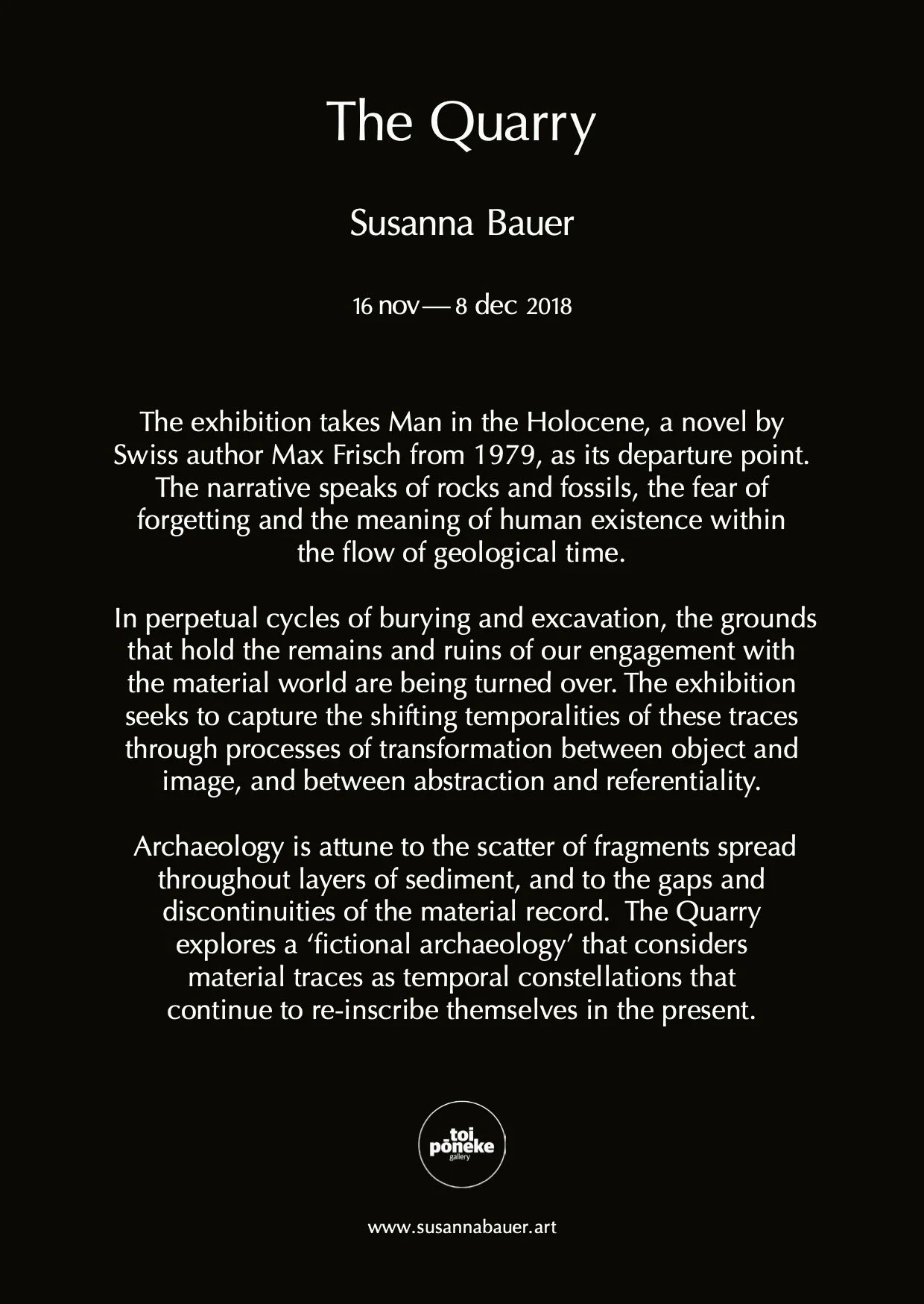 The Quarry - exhibition card