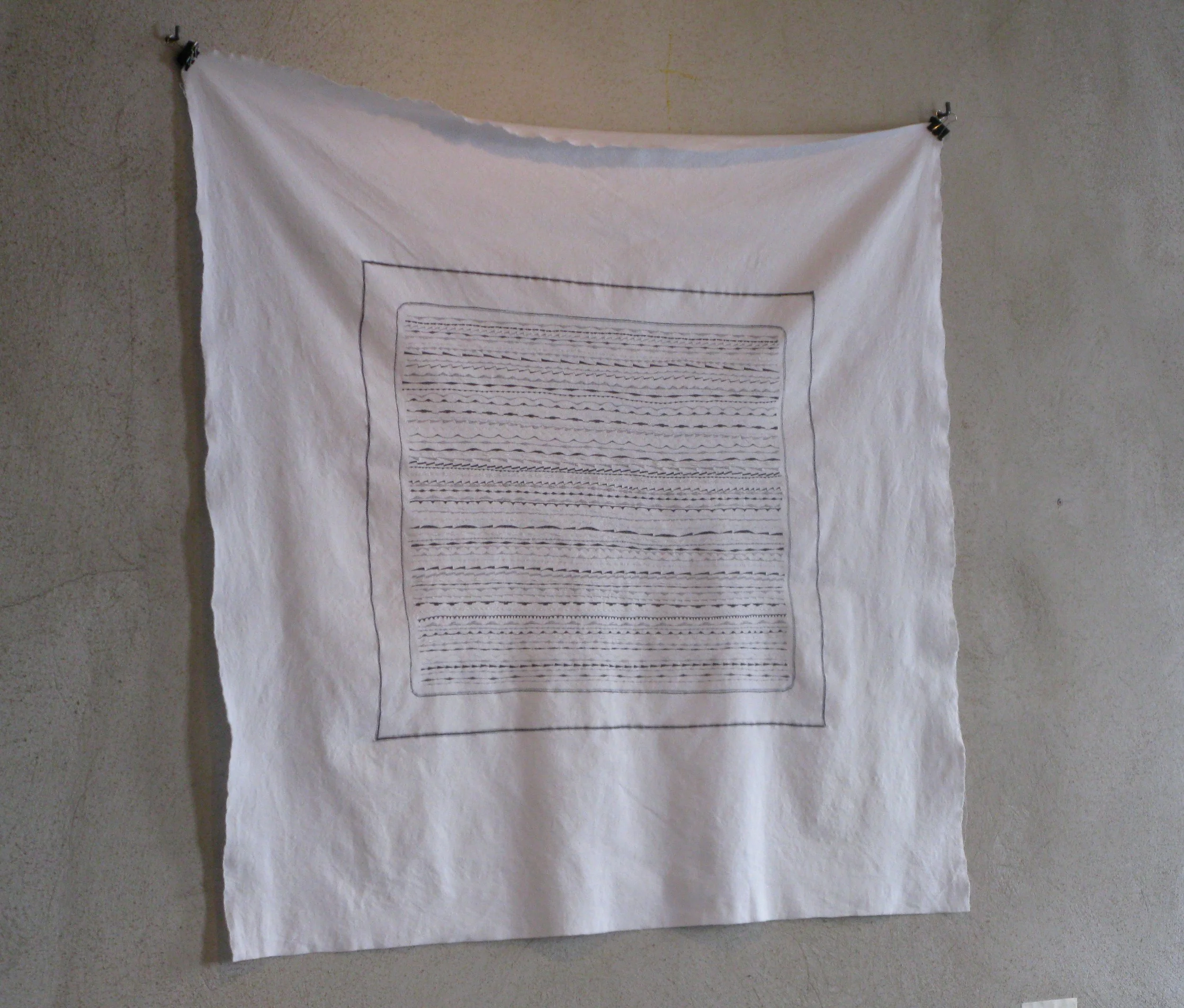 afterimage III, 2010. Sewing thread on cotton, 115 cm x 90 cm