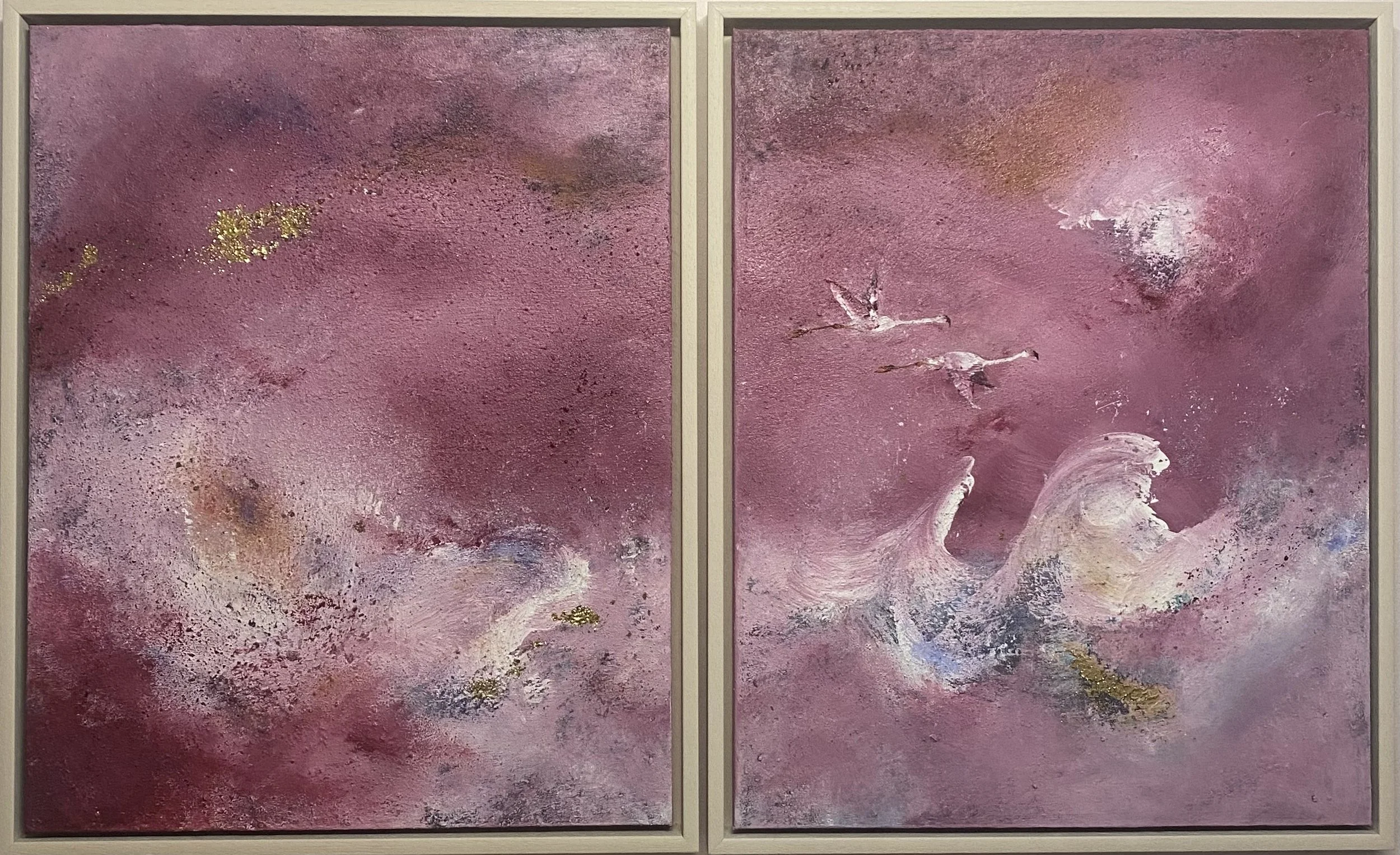 In Flight, diptych each section 50 x 41 cm