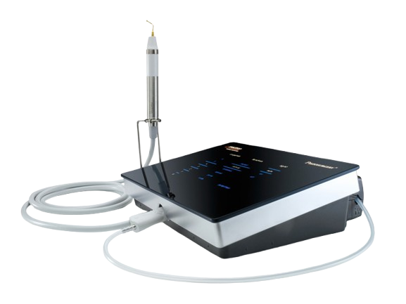 Dispositivo medico con penna e cavo, apparecchio elettronico nero con schermo