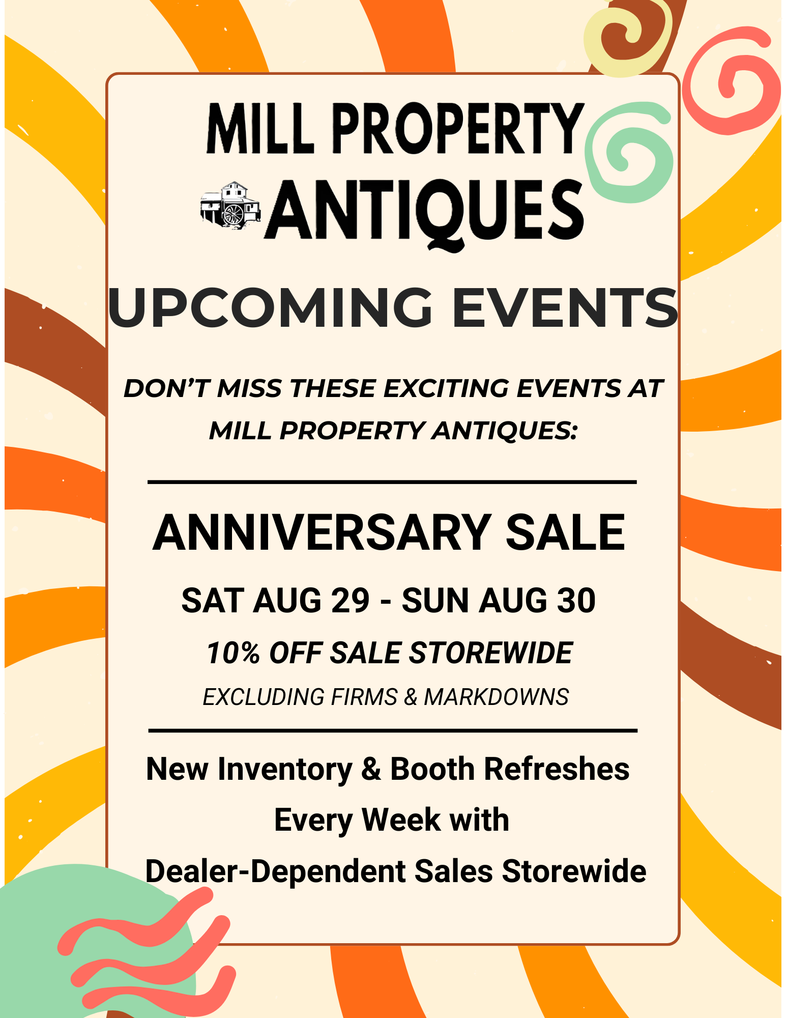 Upcoming Events at Mill Property Antiques