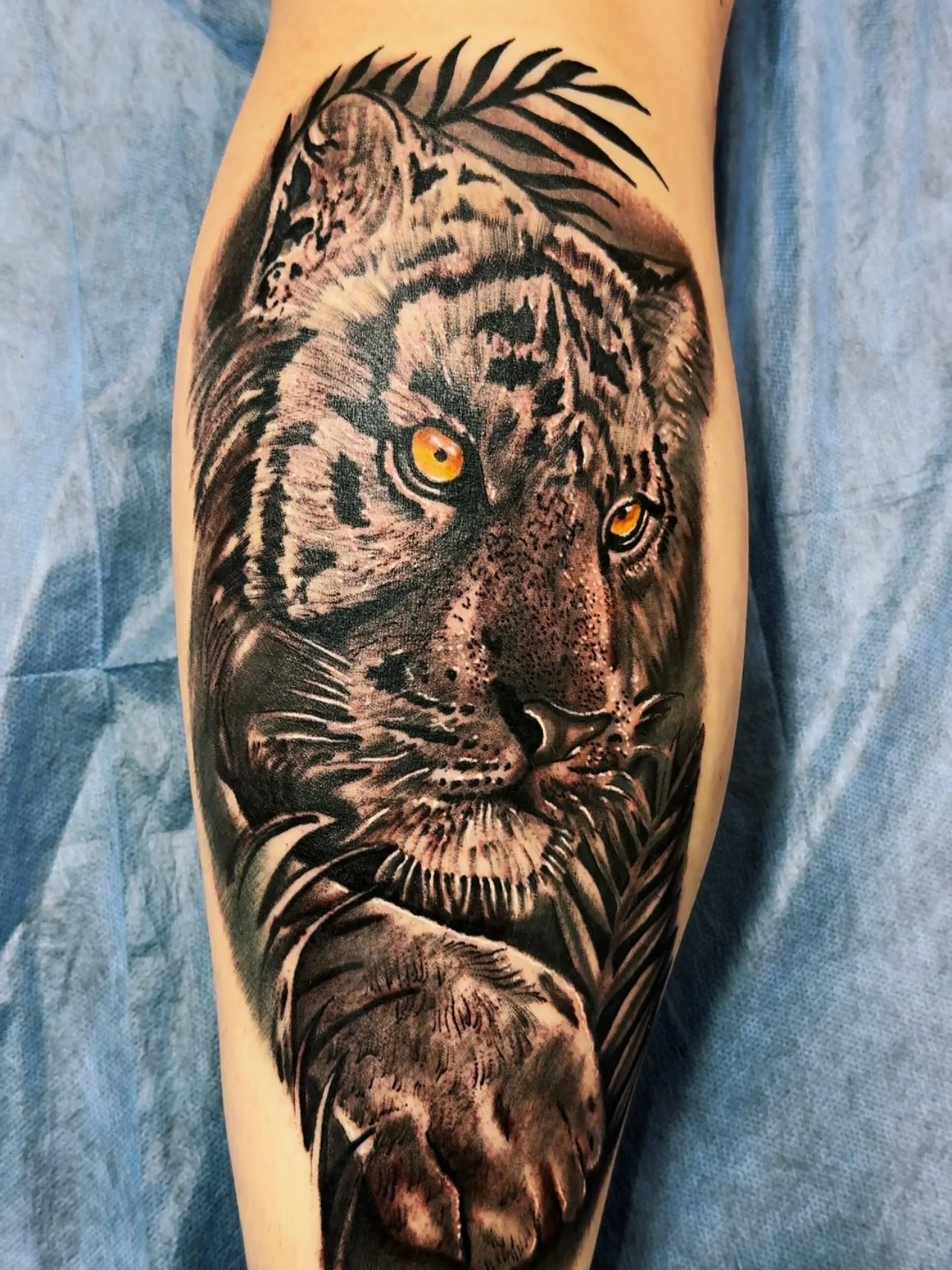 Another powerful piece in the books 🐅🔥
Loved bringing this tiger to life &ndash; those eyes say everything.
Thank you to my client for trusting me with your vision.
Have some bookings available for December &amp; January is now open. 💉✨
Work done 