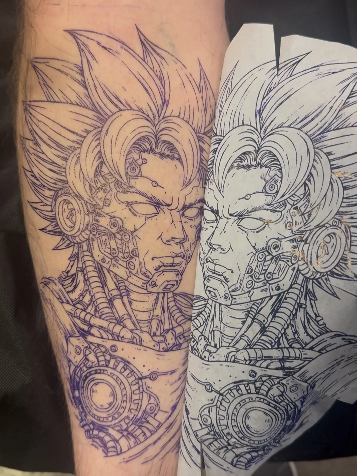 Tell me where y&rsquo;all have seen a Cyber Goku before&hellip; we&rsquo;ll wait. 👀

This is what a crazy stencil looks like.

Half Saiyan.
Half Machine.
Full Power. ⚡️

A cybernetic Super Saiyan bringing together anime and biomechanical detail in o