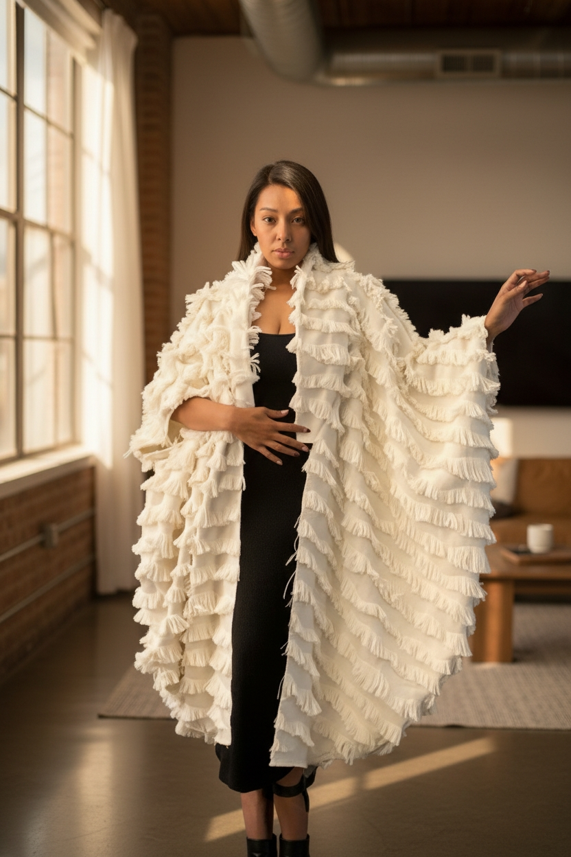 White Long Fringe Fly Jacket