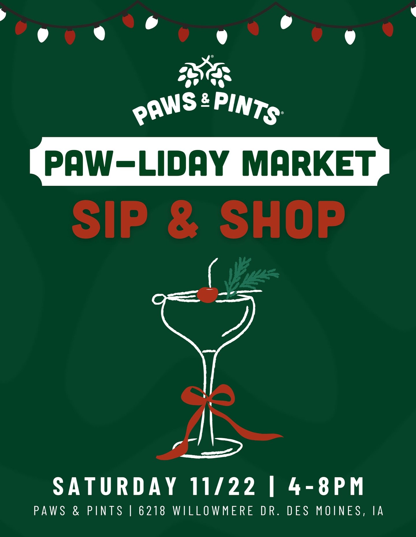 We&rsquo;re so excited to be a part of the Paw-liday Market at Paws &amp; Pints! 🎄🐾✨
Come sip, shop, and kick off the holiday season with us this Saturday, 11/22 from 4&ndash;8 PM.

We&rsquo;ll have cozy candles, festive winter scents, and the perf