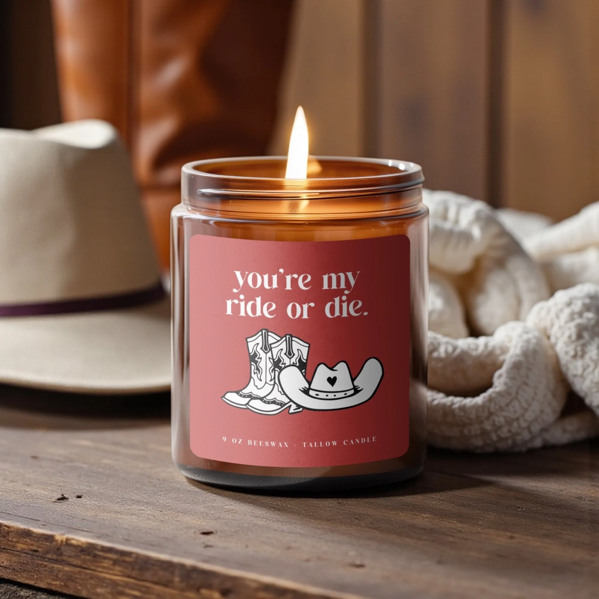 You're My Ride or Die Candle – Beeswax + Tallow Valentine Candle | For the Gals Collection