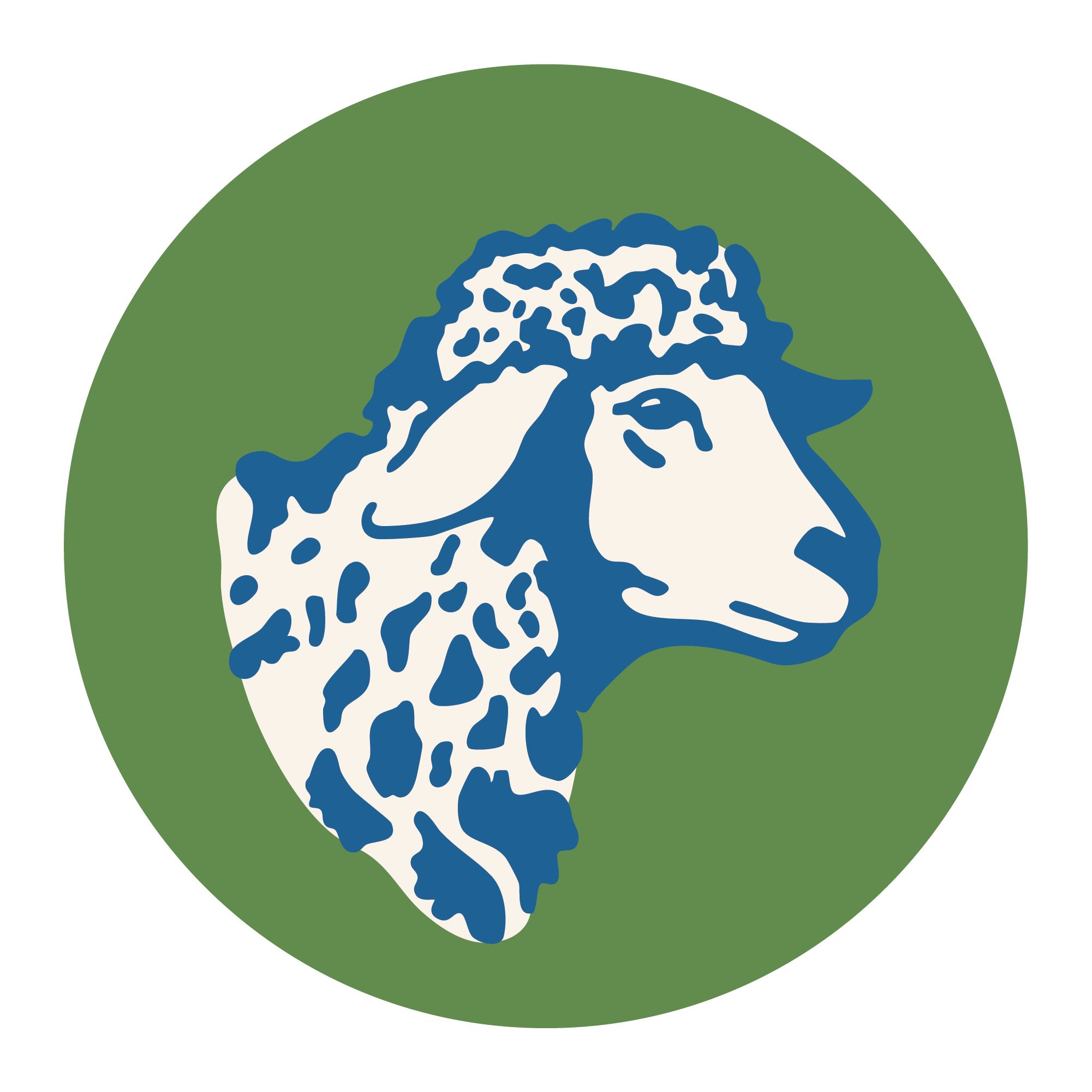 Illustration of a sheep set against a green circular background, representing Farm Animal Wellness.