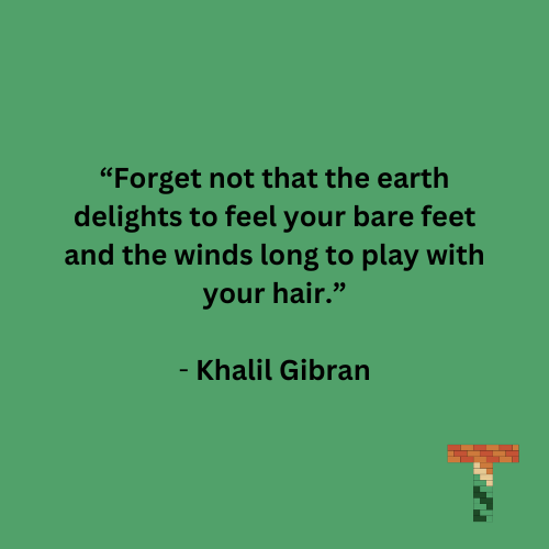 “Forget not that the earth delights to feel your bare feet and the winds long to play with your hair.” - Khalil Gibran