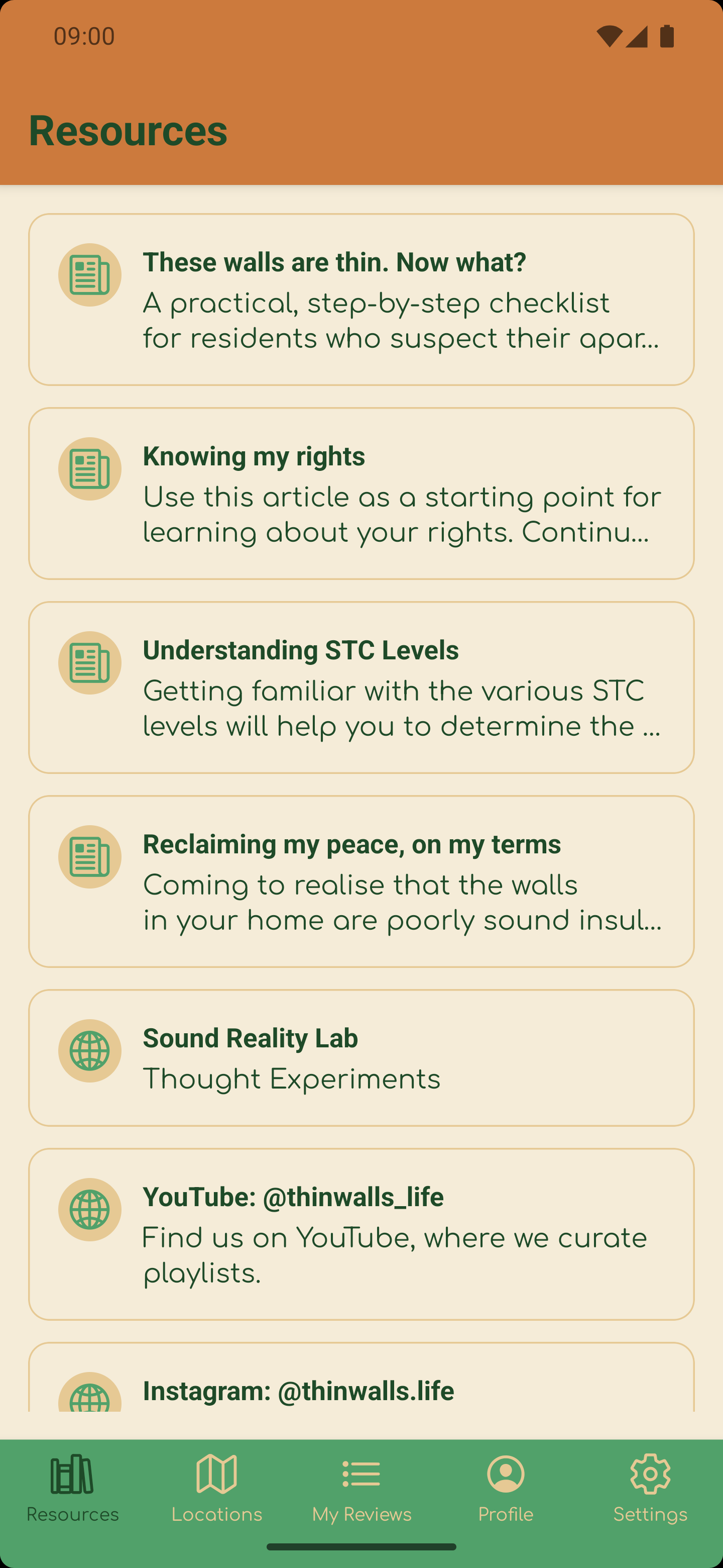 A screenshot of the Thin Walls’s Resource screen.
