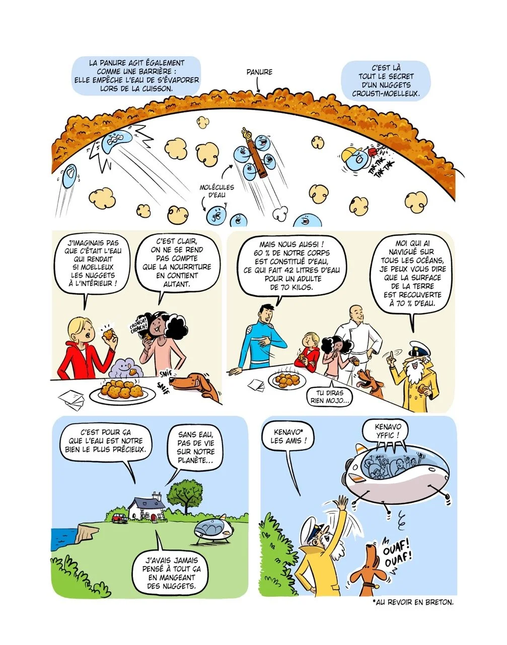 Planche de la bande dessinée « Les Aventuriers de la cuisine » par Franckie Alarcon, éditions Dunod.