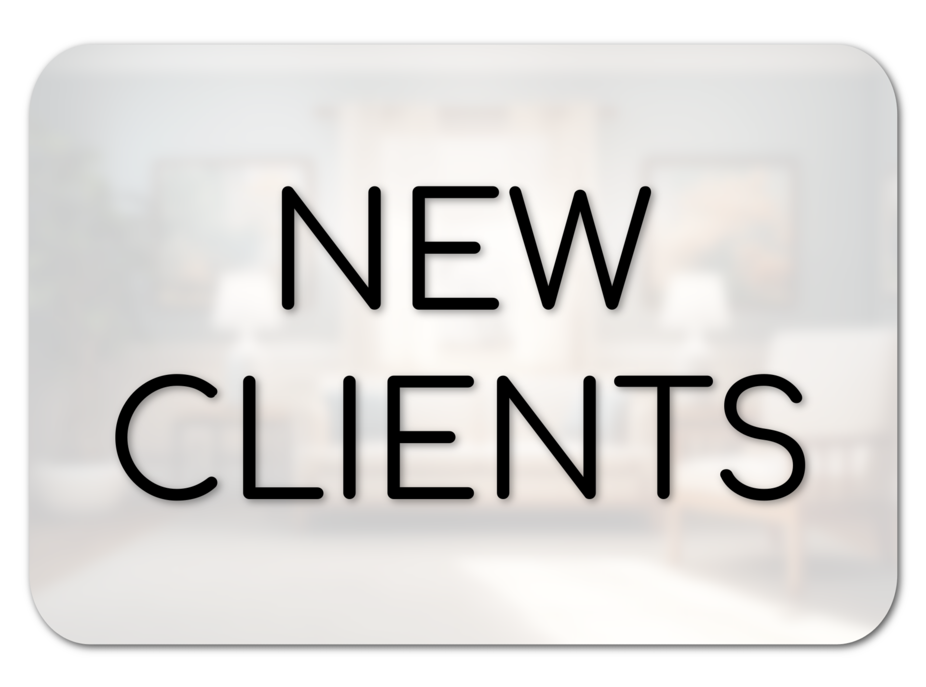 Whiteboard with the words "New Clients" written on it in black text.