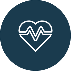 Heart with an electrocardiogram line inside, symbolizing health or medical monitoring.