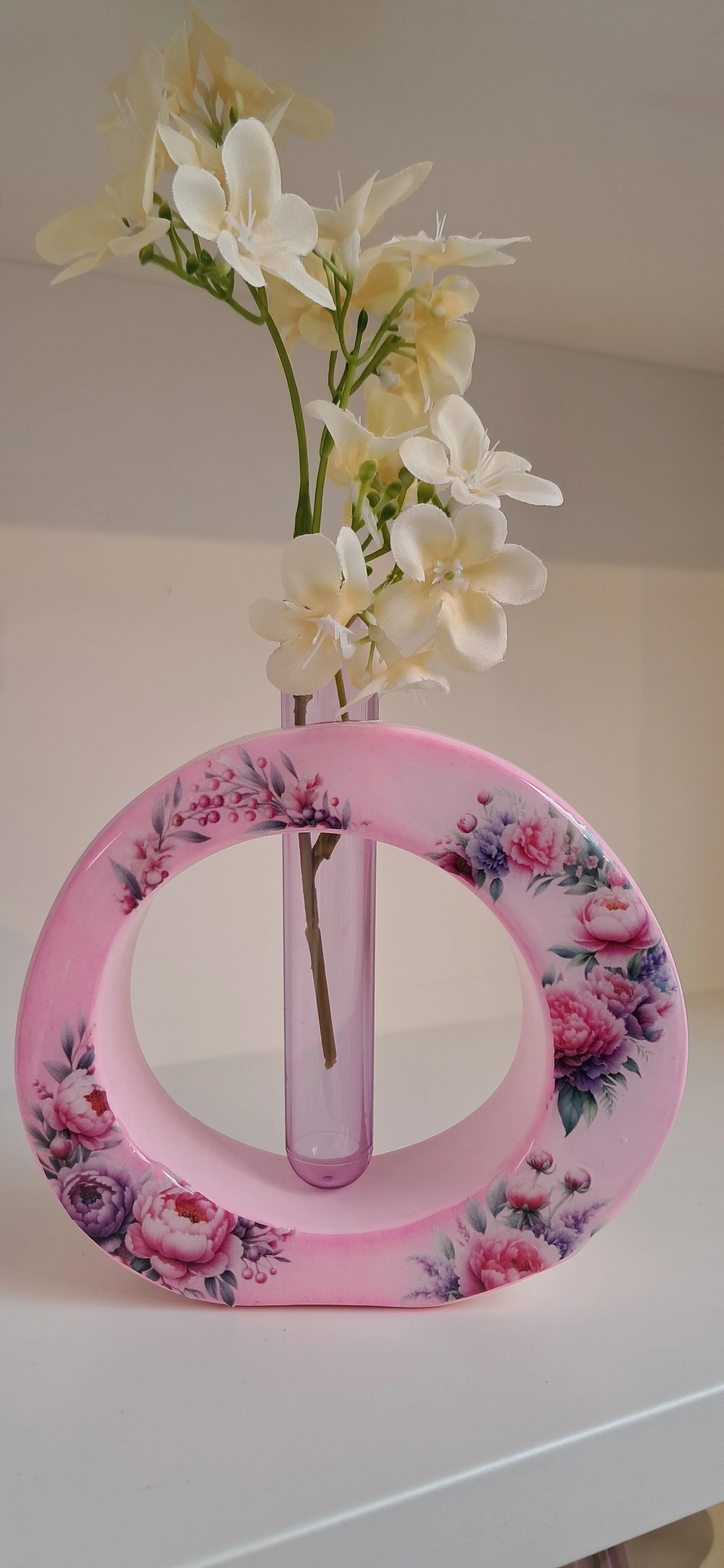 Pink Rose Round Test Tube Vase