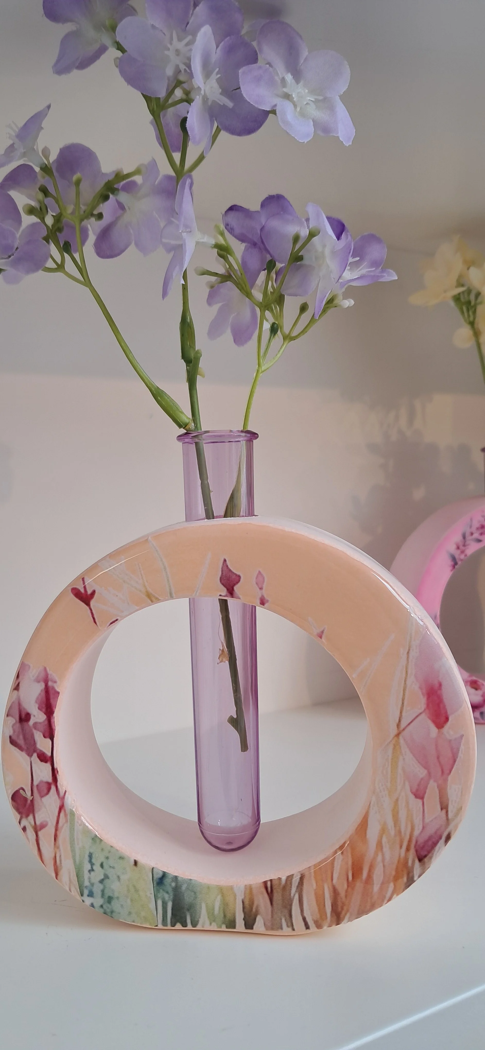 Round Test Tube Vase - Peach Grass