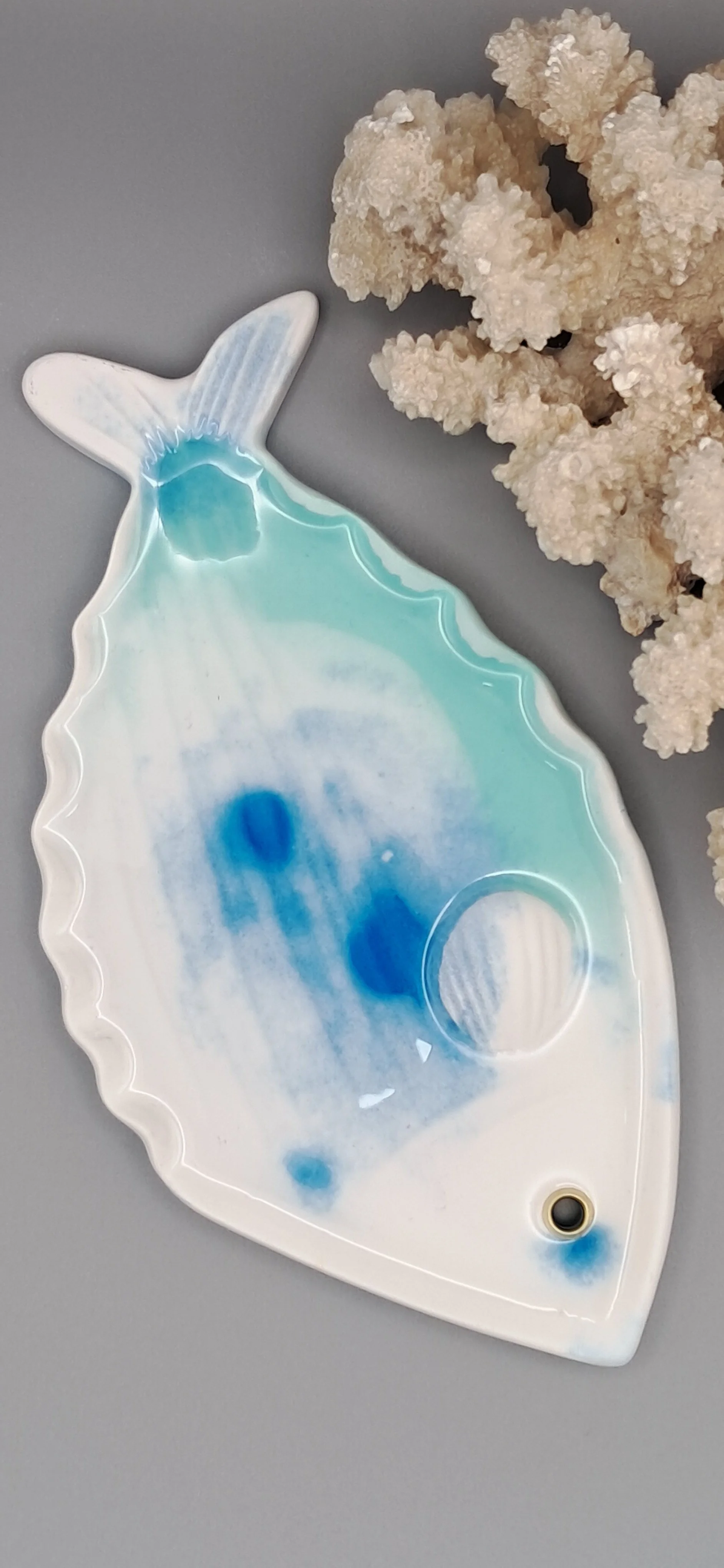 Fish Soap Dish - White/Ocean Green/Blue