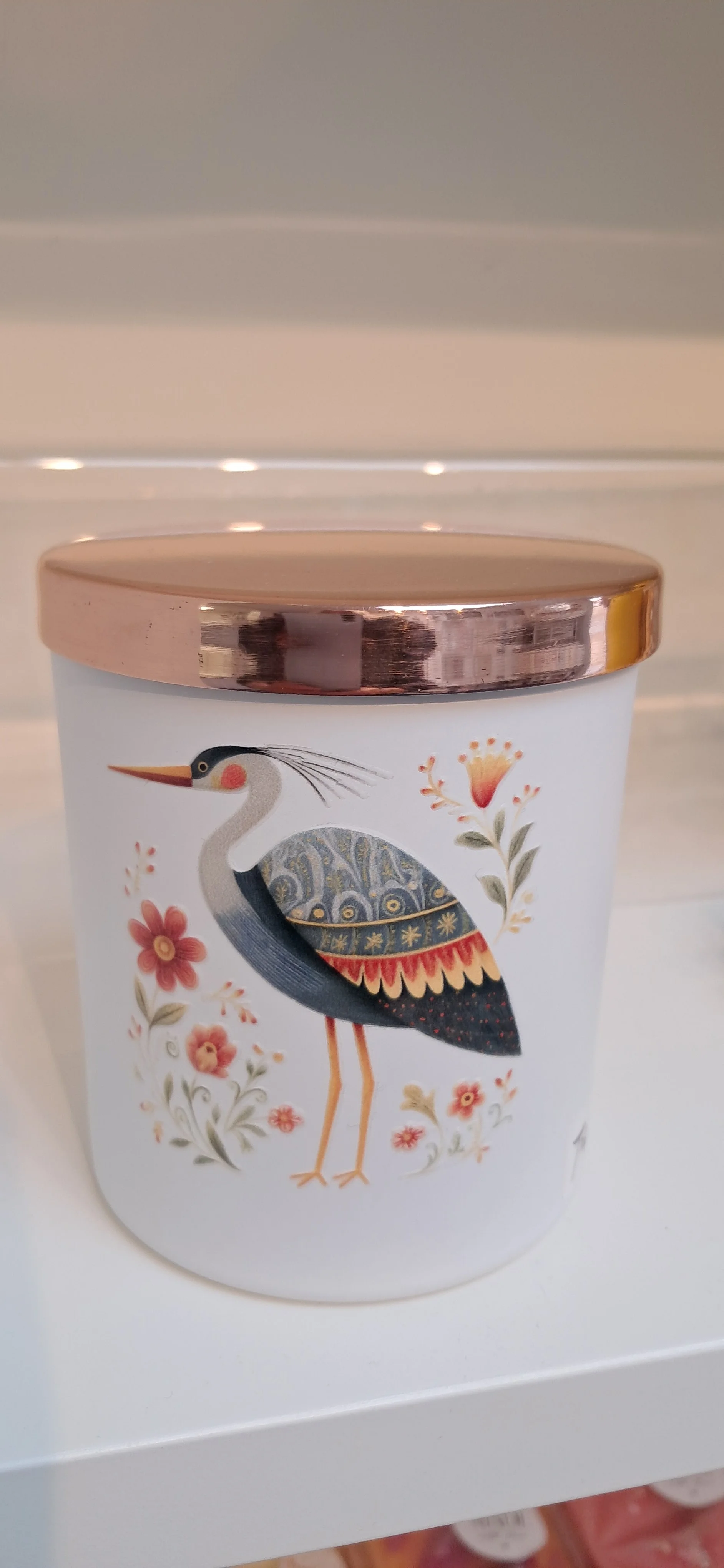 Hand Poured Soy Candle / Folk Art Grey Heron