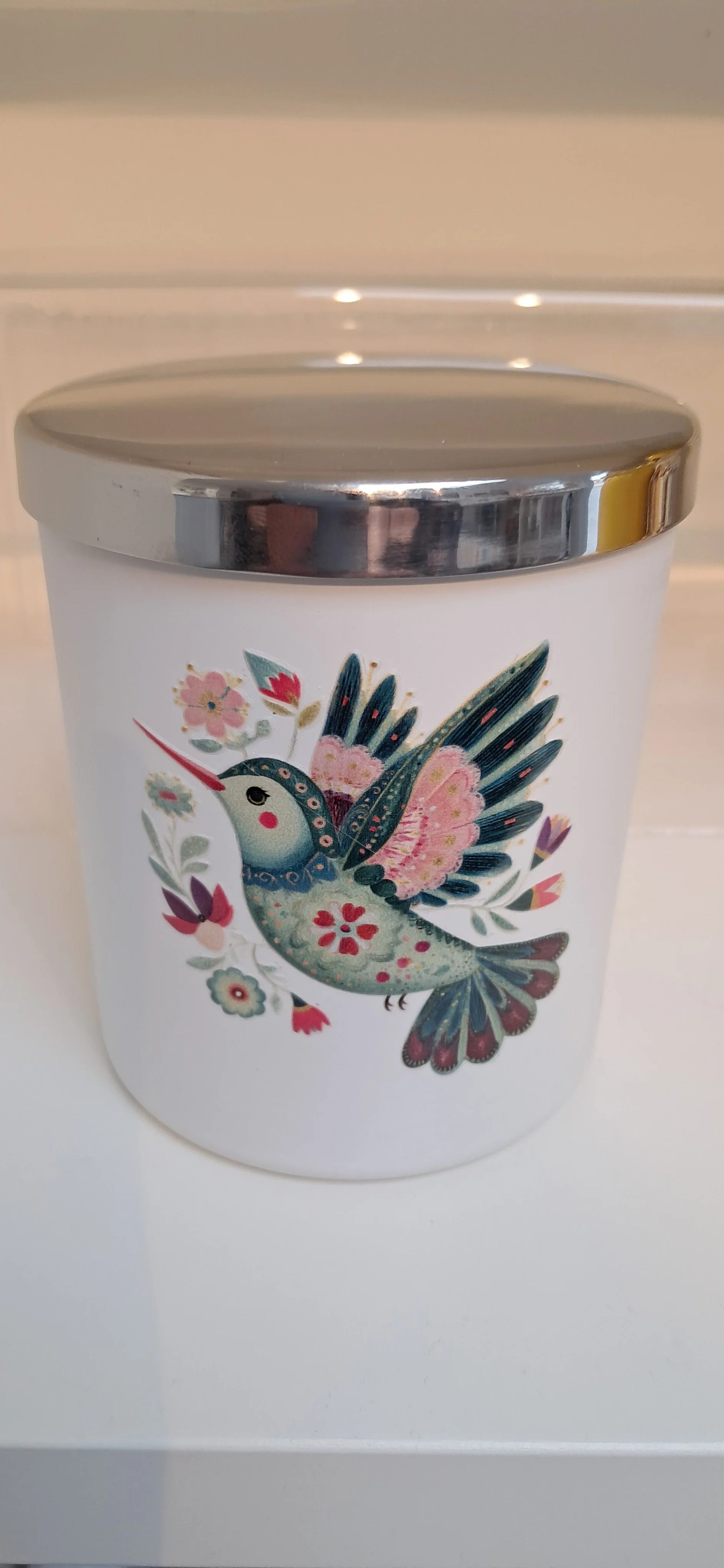 Hand Poured Soy Candle / Folk Art Humming Bird