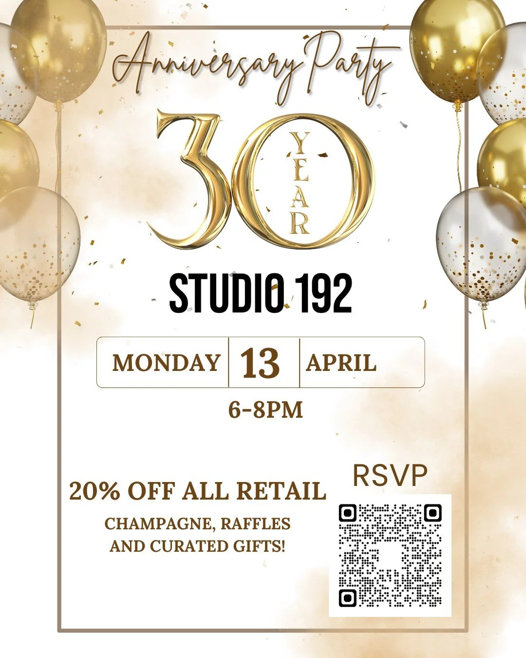 Please RSVP for our 30-Year Anniversary Celebration on Monday, April 13th.
Join us for champagne, 20% off all retail, curated gifts, and a few surprises&hellip; because celebrating you is kind of our favorite thing. ✨🥂