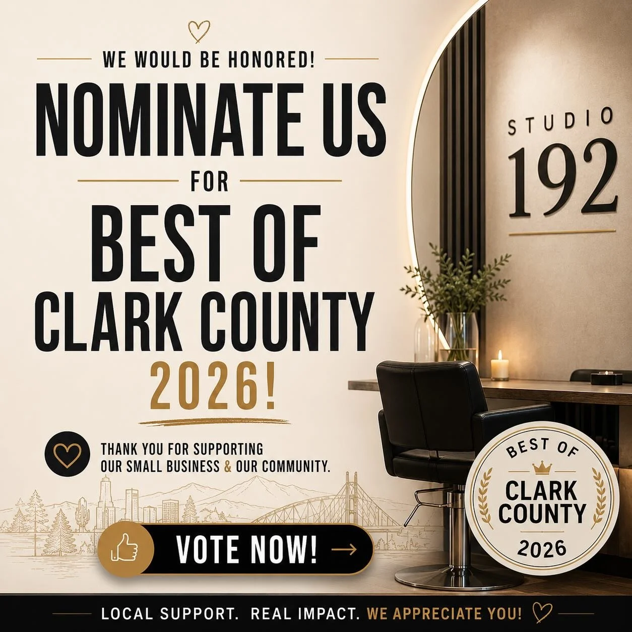 We&rsquo;re excited (and a little nervous 😅) to share that nominations are OPEN for Best of Clark County 2026!

If you&rsquo;ve ever loved your experience with us, we&rsquo;d be incredibly grateful for your support 🙌

👉 Please take a minute to nom