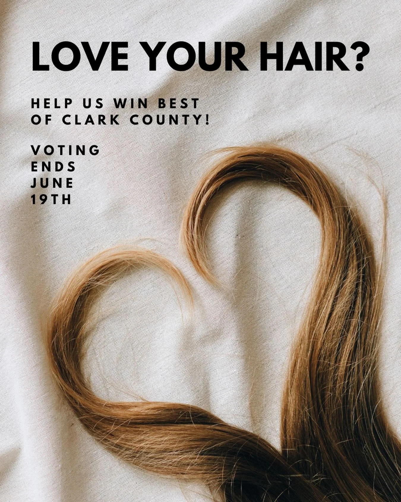 Thank you for nominating us! Now we need your vote!

Voting for Best of Clark County is officially underway! If our team is your go-to for gorgeous color, a precision cut, or that flawless confidence boost when you walk out our doors, we would be inc