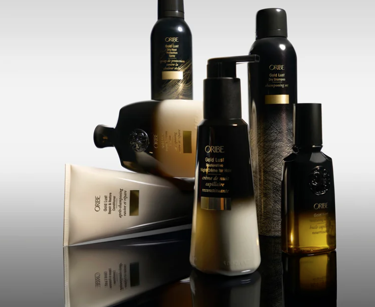 Bottles and packaging of Oribe luxury hair care product at Studio 192 hair salon in Vancouver, WA.