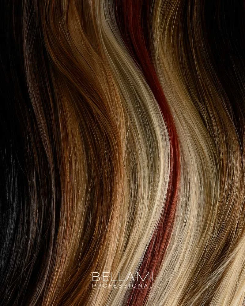 Strands of colorful hair
