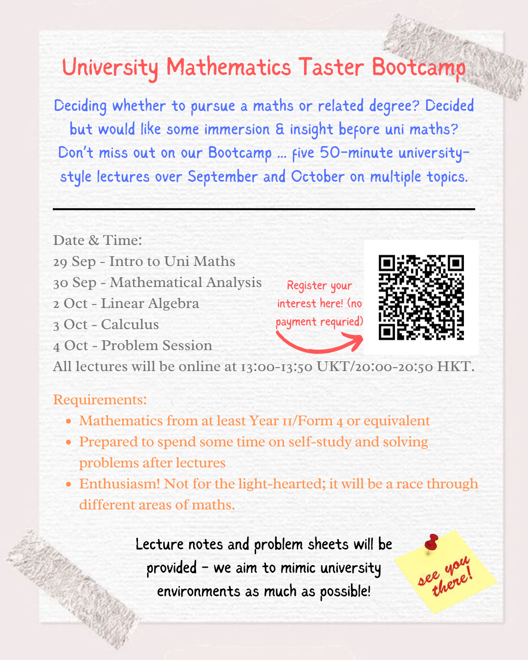 University Mathematics Taster Bootcamp