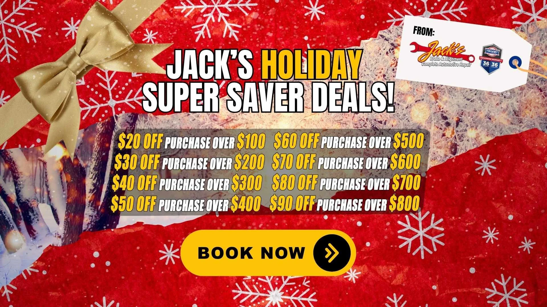 Jack’s Brake & Alignment holiday super saver auto repair deals and seasonal service savings