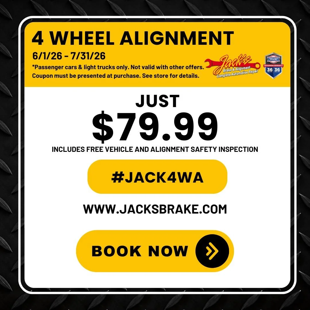 4 wheel alignment special at Jack's Brake and Alignment in Davenport Iowa for passenger cars and light trucks