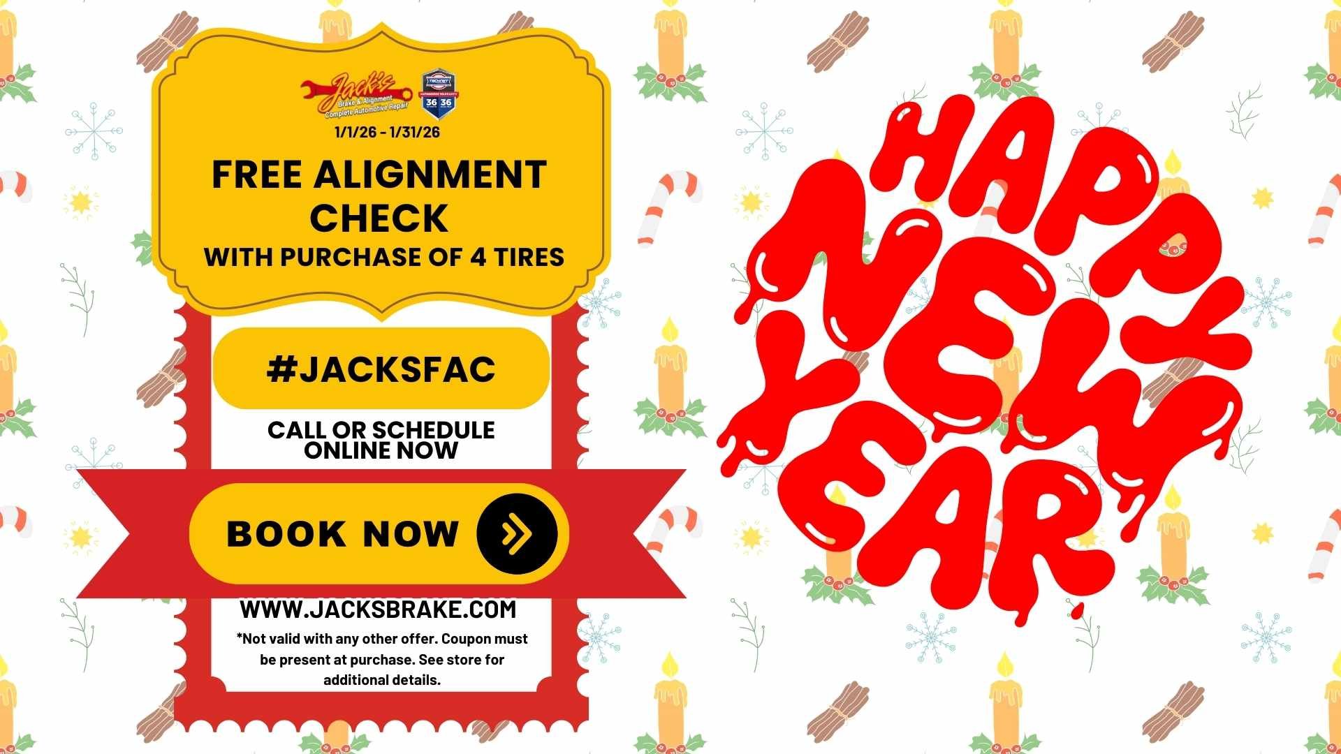 Jack’s Brake & Alignment free alignment check with purchase of four tires