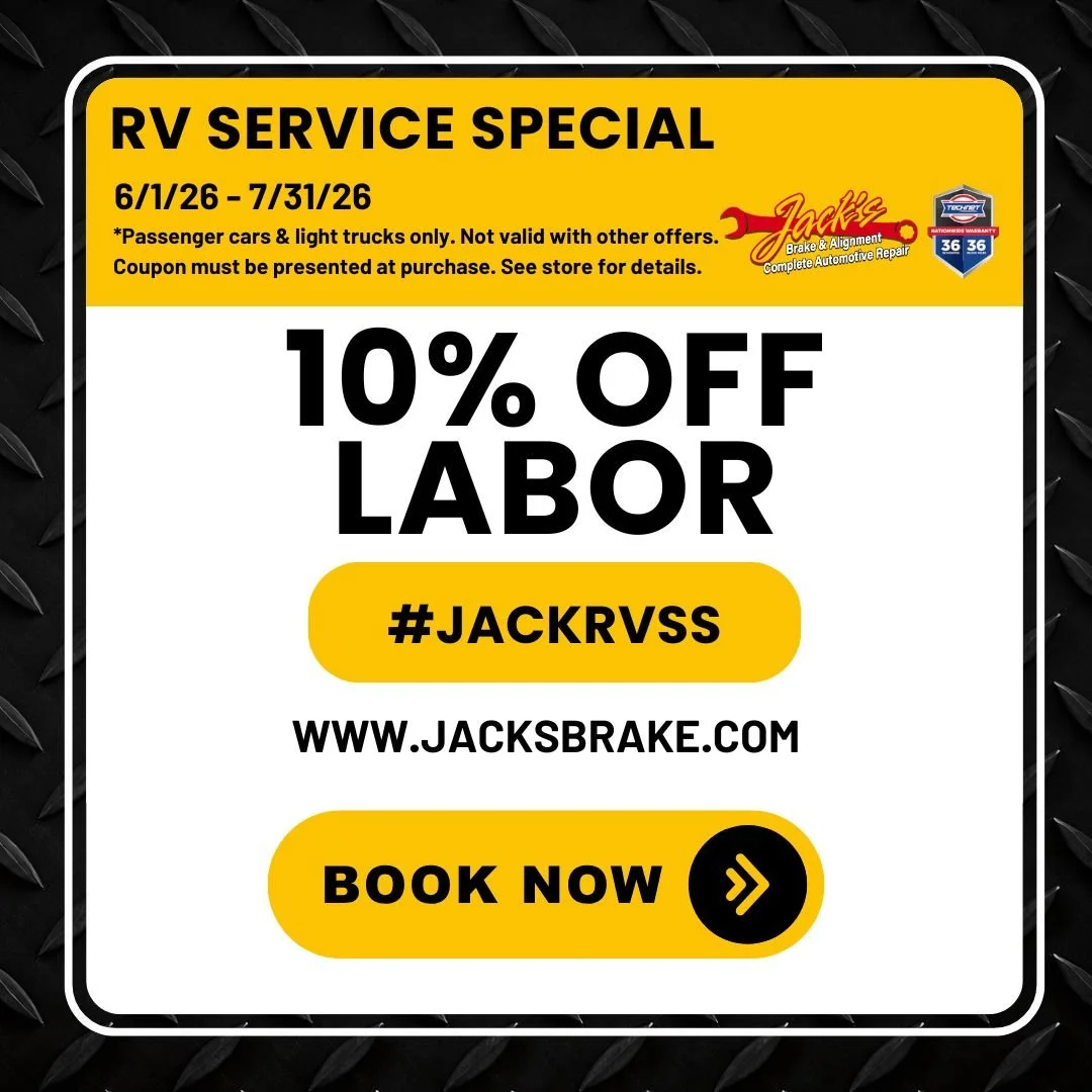 RV repair and maintenance service special at Jack's Brake and Alignment in Davenport Iowa