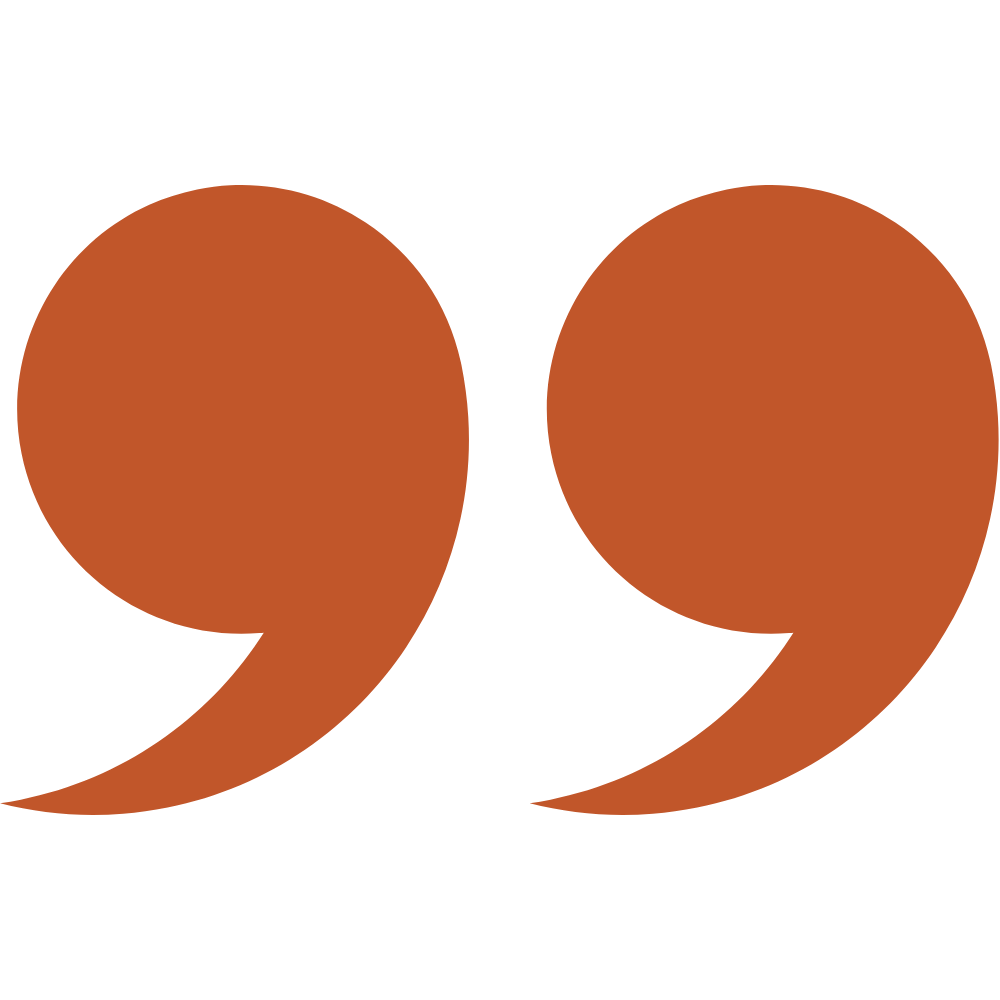 Orange quotation marks for a testimonial for author Tissa Richards on a black background.