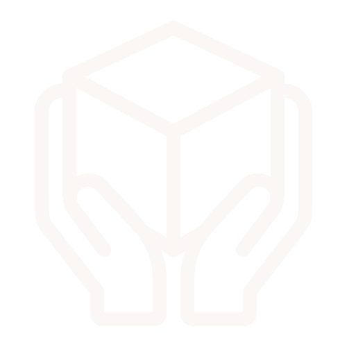 Icon of two hands holding a 3D cube