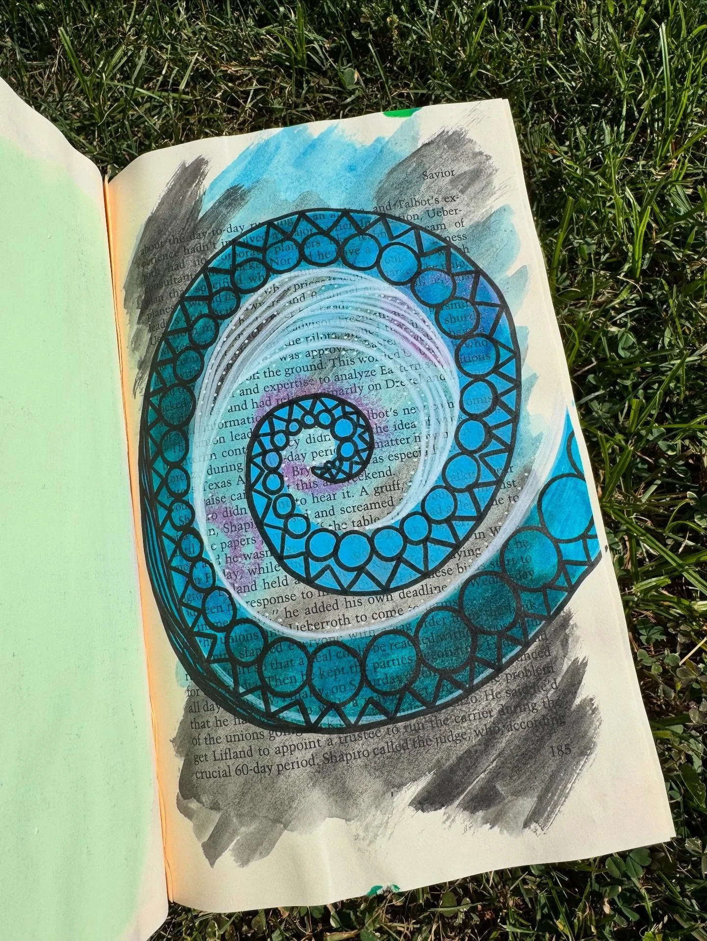 Some summer altered book pages ☀️ random designs that flowed out 

Feeling bummed that summer is coming to an end. I love the brightness of the summer. The length of daytime. Summer time activities. The beauty of nature. Anyone else? 

#art#alteredbo