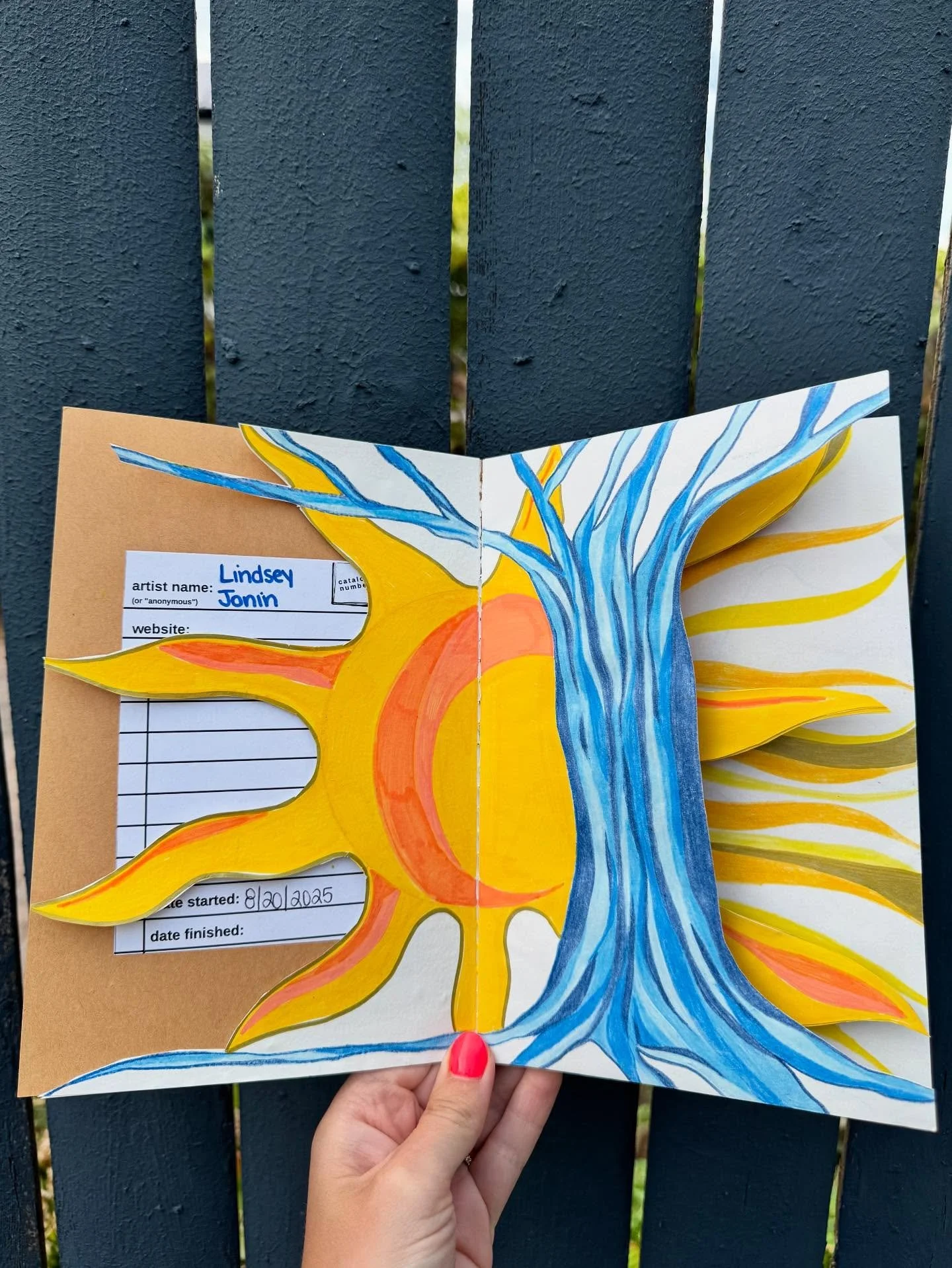 As we say goodbye to August, I wanted to share my sun tree spread in my sketchbook for @artscouncilofprinceton 💙🤎💛

I may or may not keep it as it is. I added some paper to the cut out portions for them to thicken up while in the gallery. 

Paint 