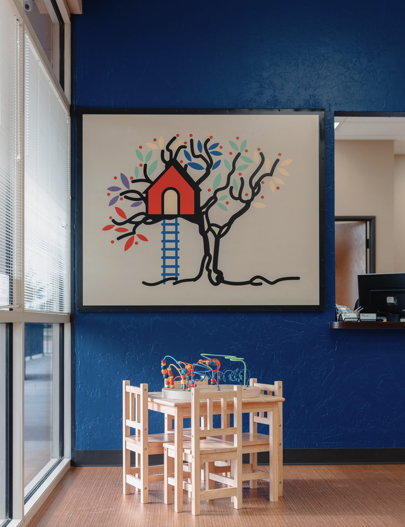 A colorful pediatric waiting room