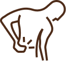 Line drawing of a man holding his lower back