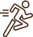 Simple line drawing of a person running