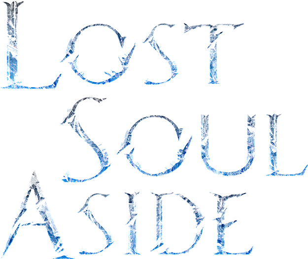 El logo del videojuego 'Lost Soul Aside' con letras en estilo hielo en un fondo negro.