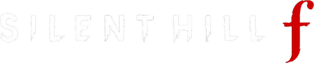 Logo del videojuego Silent Hill con letras blancas y una 'f' roja en el extremo derecho.