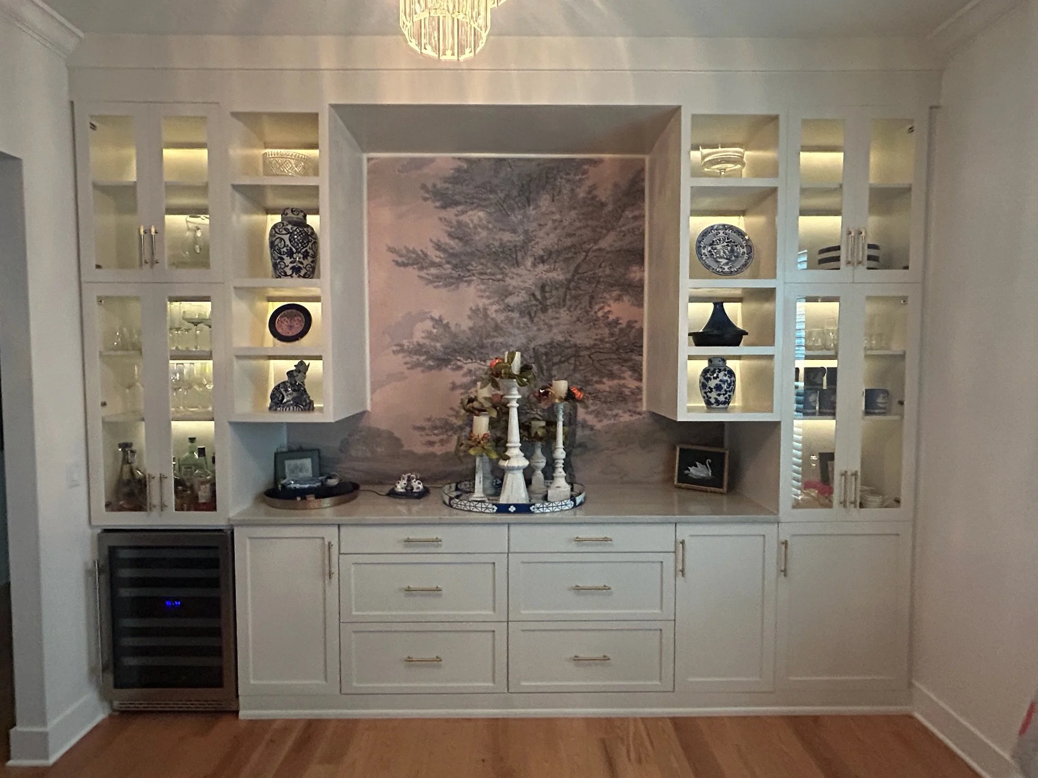 Built-in dining room cabinets and shelves