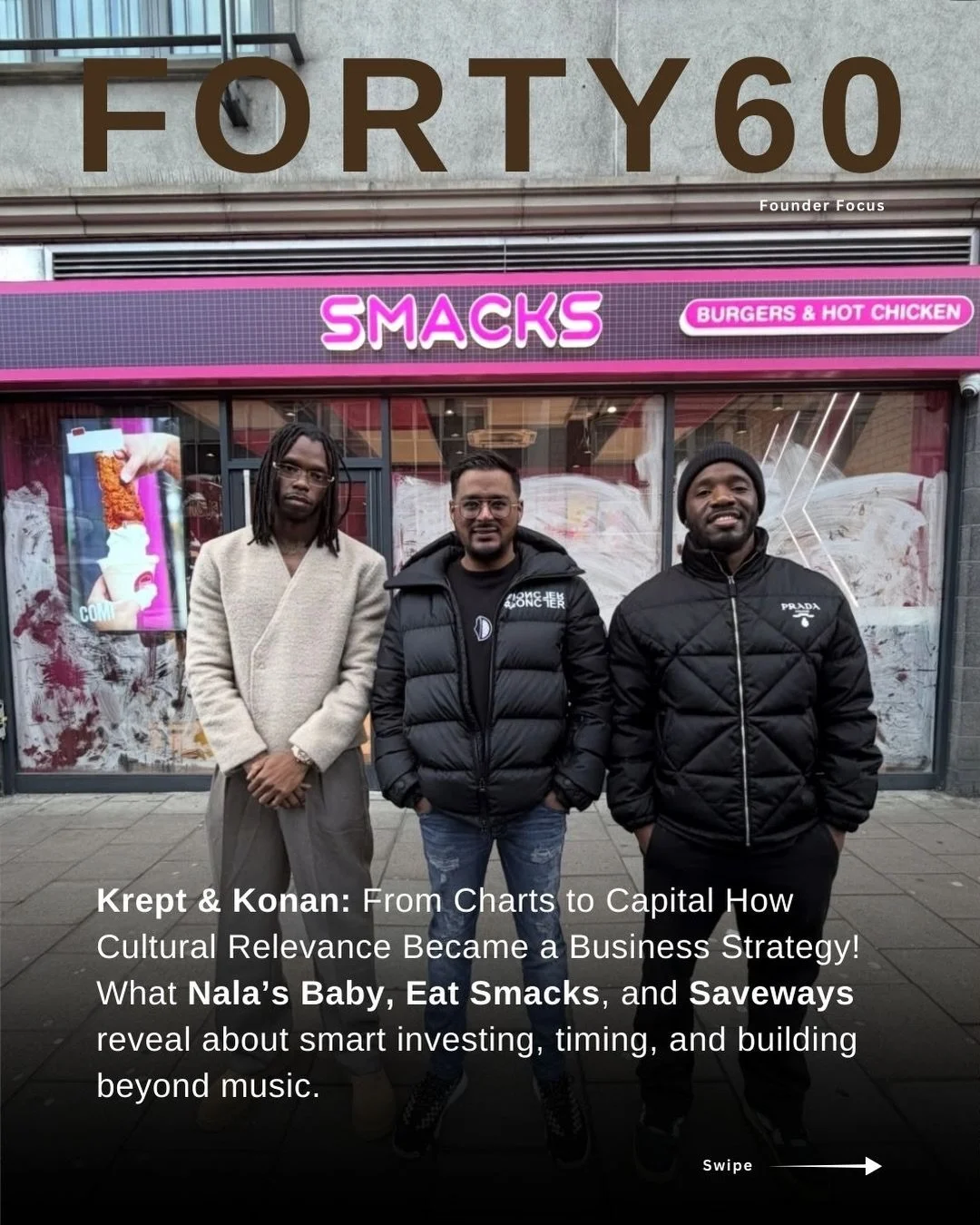From charts to capital. Krept &amp; Konan are building ownership, not hype investing in brands with real demand and longevity.

That&rsquo;s the real power move.

#Forty60Club #OwnershipOverClout #InvestWithIntent #FounderLessons #BlackOwnedBusiness 