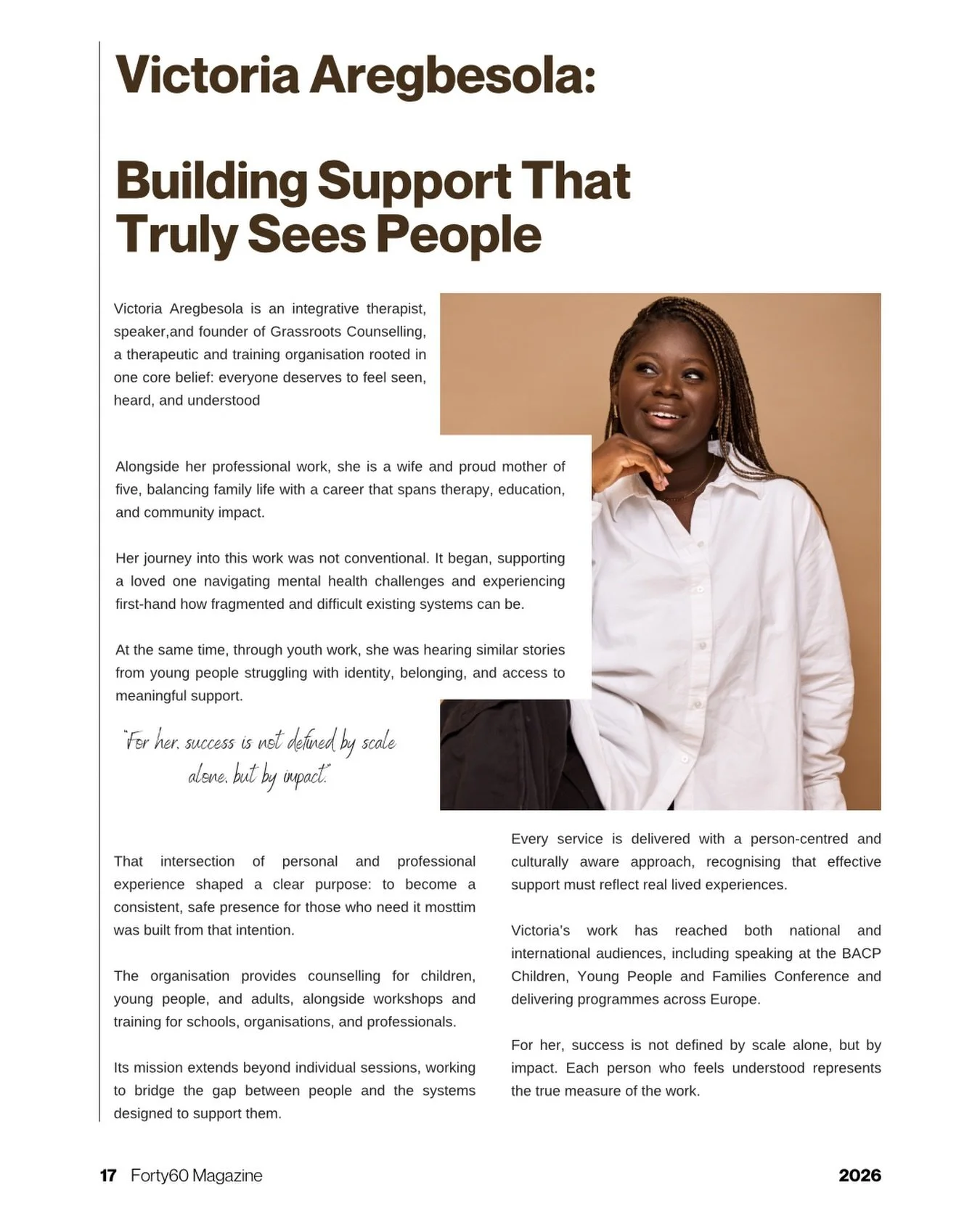 Some people build businesses. Others build spaces where people finally feel seen.

@victoriaaregs is doing exactly that through therapy, education, and community impact creating support that is rooted in empathy, lived experience, and real understand