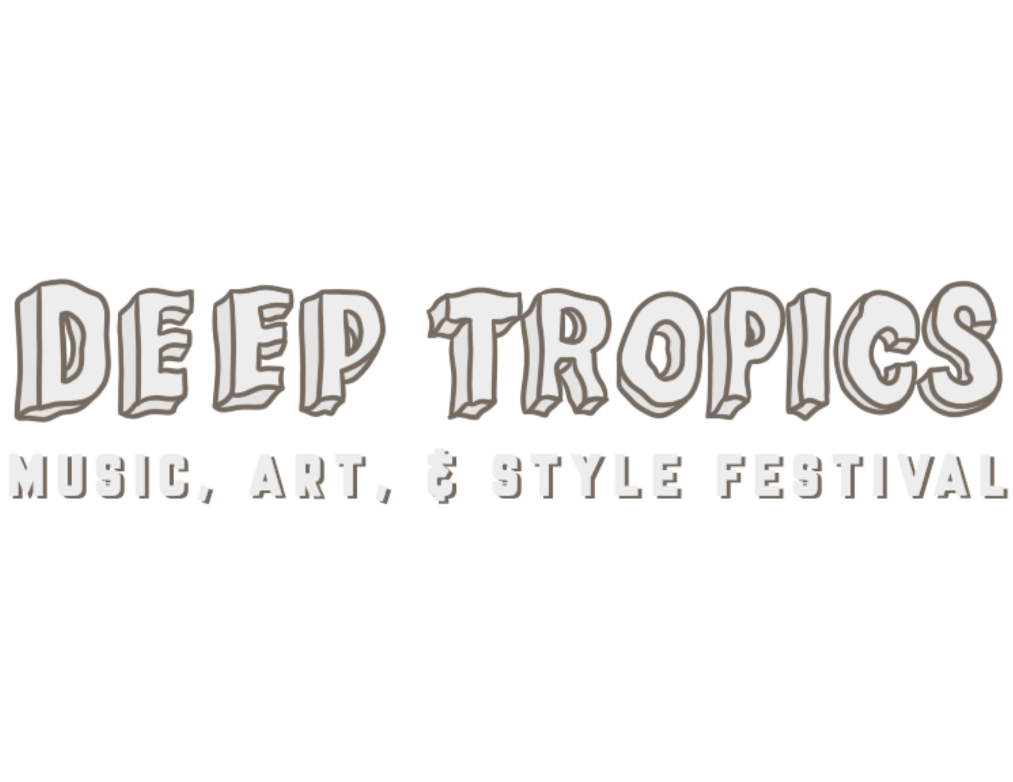Logo for the Dead Tropics Music Art & Style Festival, with stylized text of the festival name.