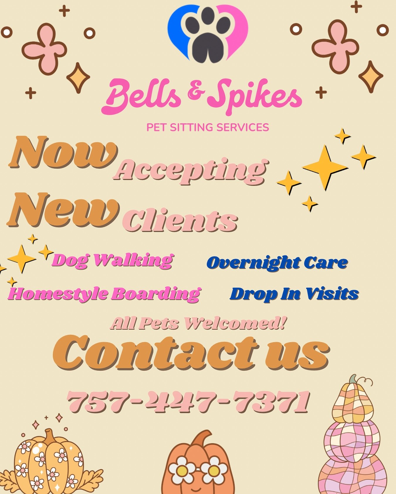 ✨ Now Accepting New Clients! ✨
Heyyyy cool cats &amp; groovy pups &mdash; the holidays are rollin&rsquo; in and we&rsquo;ve got your tail covered! 🐾
At Bells &amp; Spikes Pet Sitting, we&rsquo;re all about VIP care for your furry friends.
🧡Daily dr