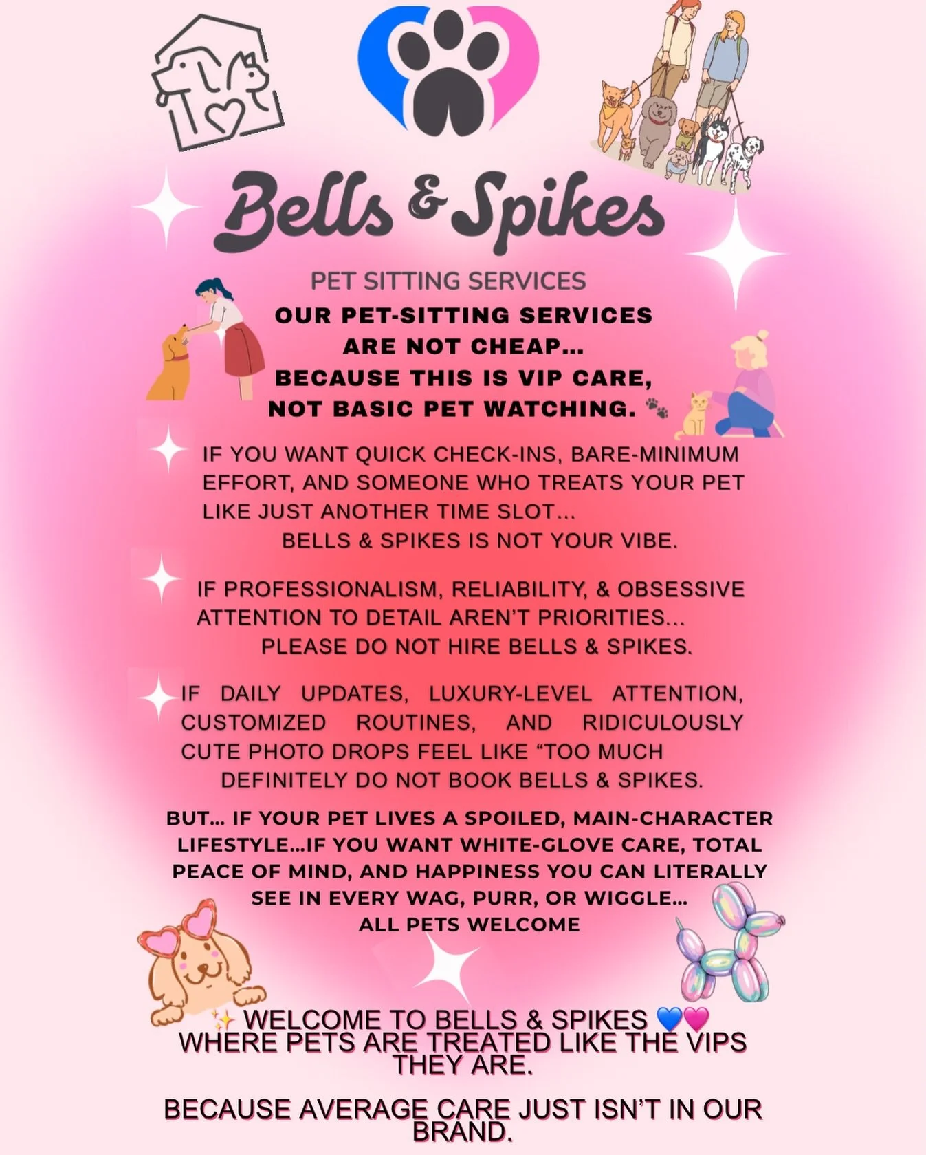 Ordinary pet care? Never heard of it. 
 At Bells &amp; Spikes Pet Sitting, we deliver personalized love, playful adventures, and a little magic in every visit ✨. 

📩 Book now: www.bellsandspikes.com

#vbdogs #vbpetsitter