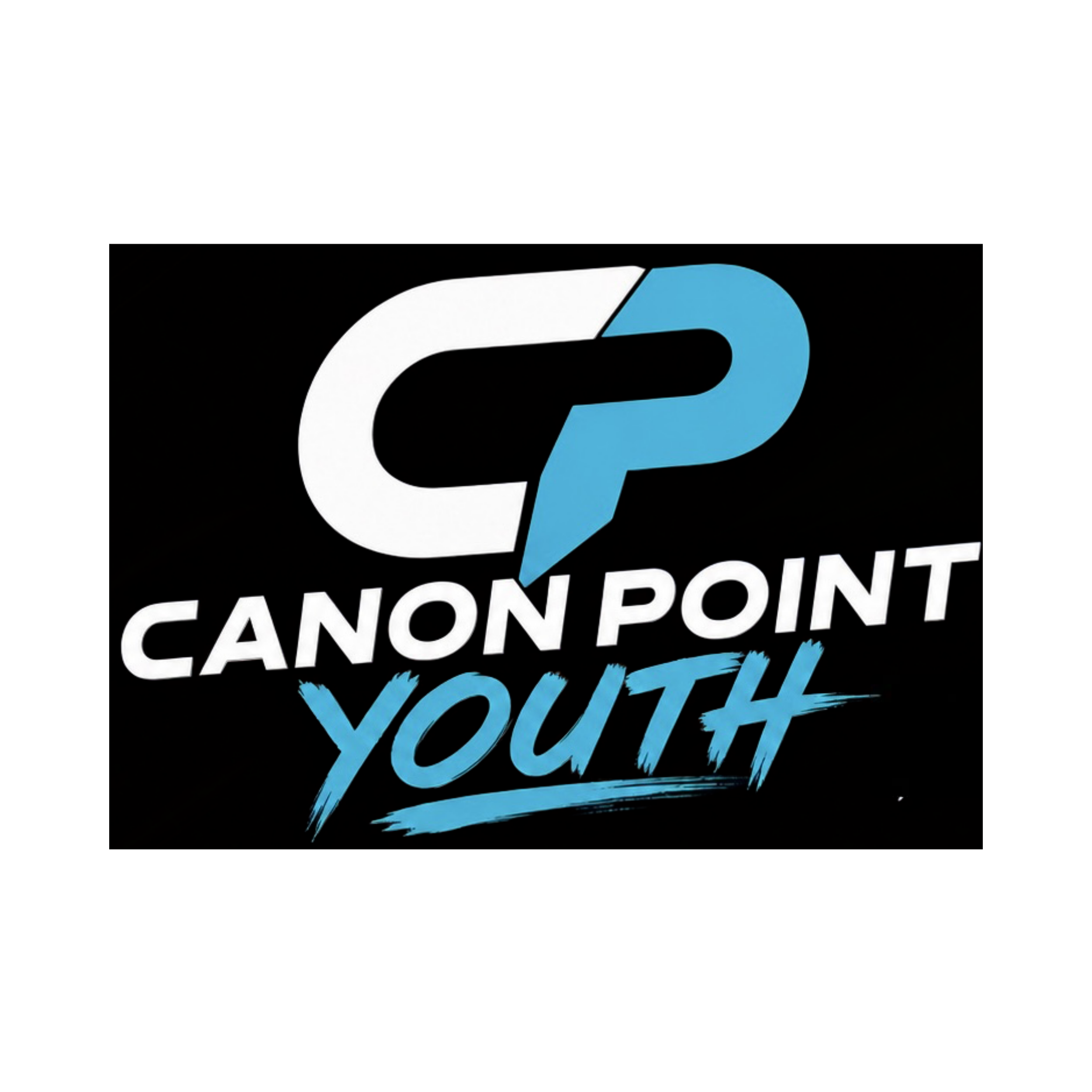 A stylized graphic featuring a large white number 2 and a smaller blue number 1 overlapping with the words "Canyon Point" in white text below, set against a black background.